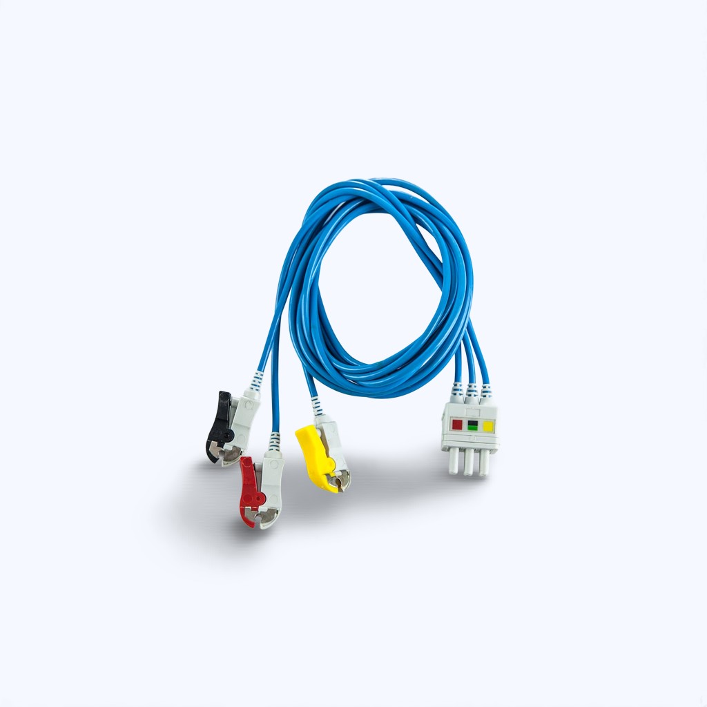 ab4b5254-d9e8-485a-b7c9-34674efe429f Przewód dołączeniowy 3 odprowadzenia EKG Klamra 1m - obrazek 1